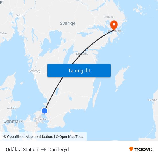 Ödåkra Station to Danderyd map