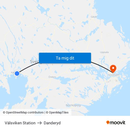 Välsviken Station to Danderyd map