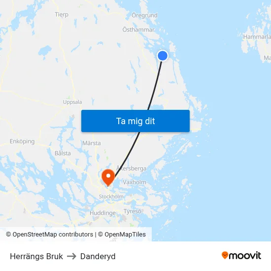 Herrängs Bruk to Danderyd map