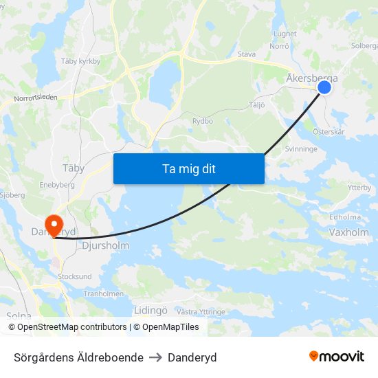 Sörgårdens Äldreboende to Danderyd map