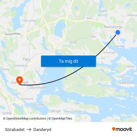 Sörabadet to Danderyd map