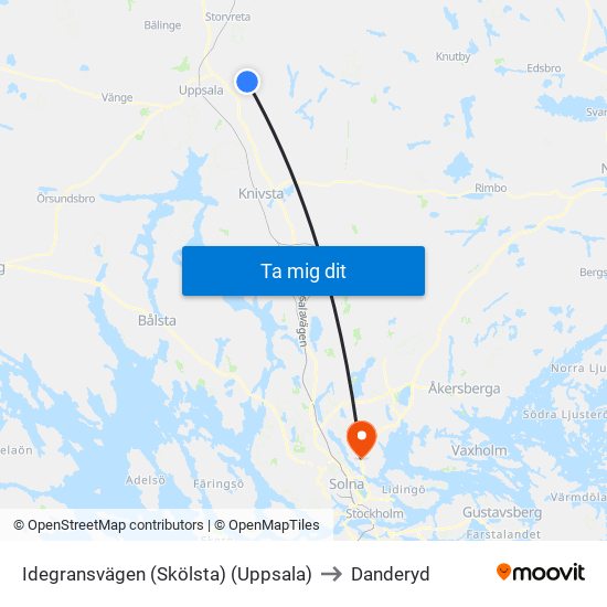 Idegransvägen (Skölsta) (Uppsala) to Danderyd map