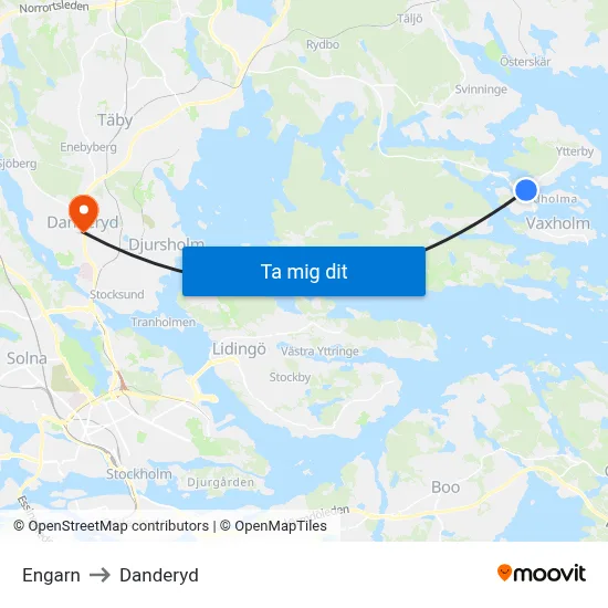 Engarn to Danderyd map