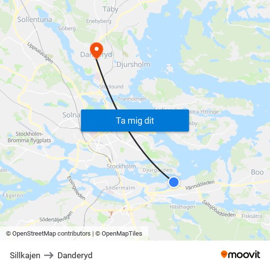 Sillkajen to Danderyd map