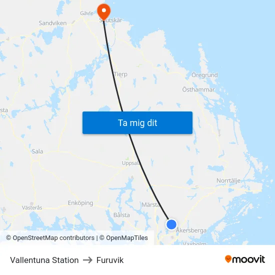 Vallentuna Station to Furuvik map