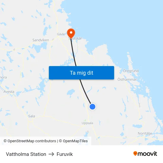 Vattholma Station to Furuvik map