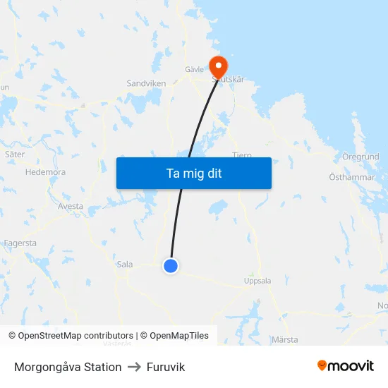 Morgongåva Station to Furuvik map