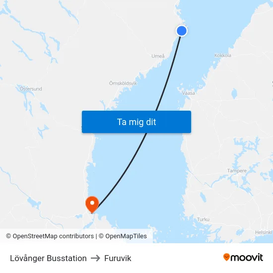 Lövånger Busstation to Furuvik map