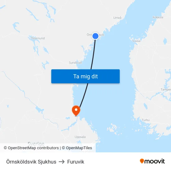 Örnsköldsvik Sjukhus to Furuvik map