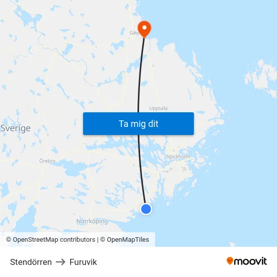 Stendörren to Furuvik map