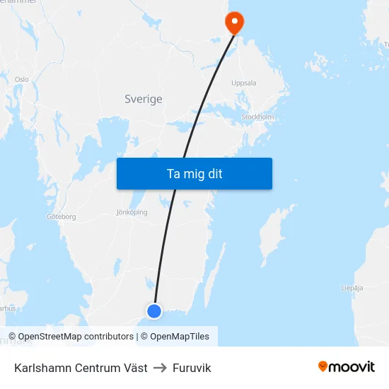 Karlshamn Centrum Väst to Furuvik map