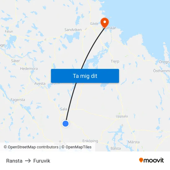 Ransta to Furuvik map