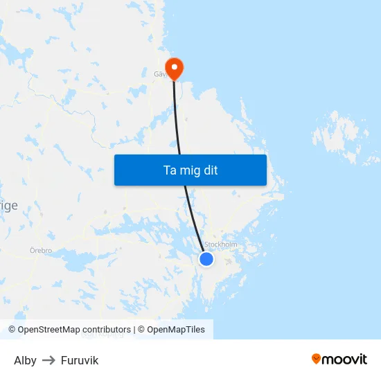 Alby to Furuvik map