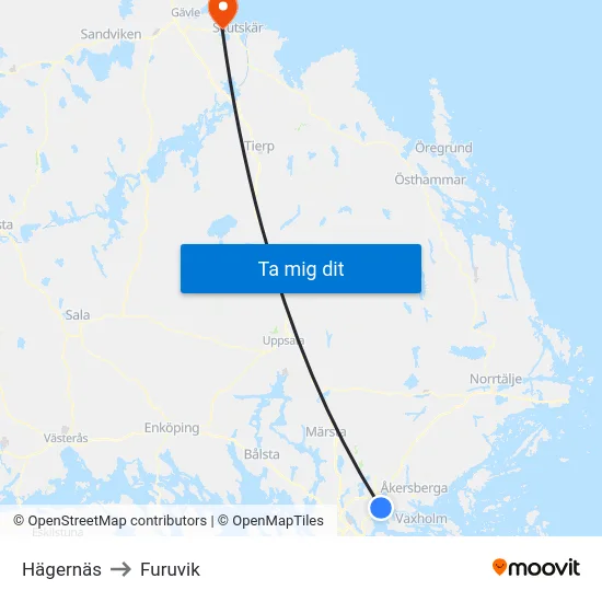 Hägernäs to Furuvik map