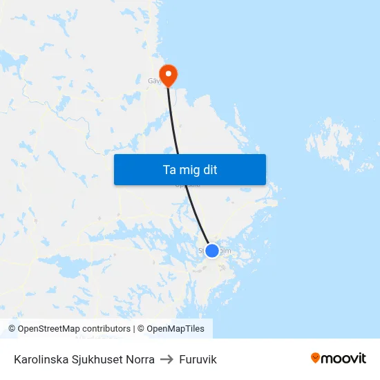 Karolinska Sjukhuset Norra to Furuvik map