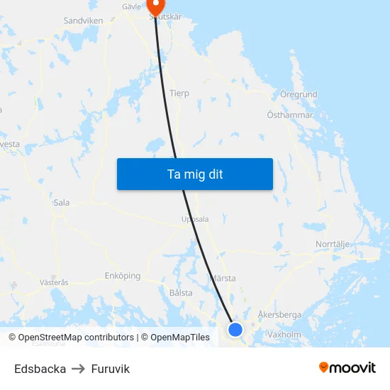 Edsbacka to Furuvik map