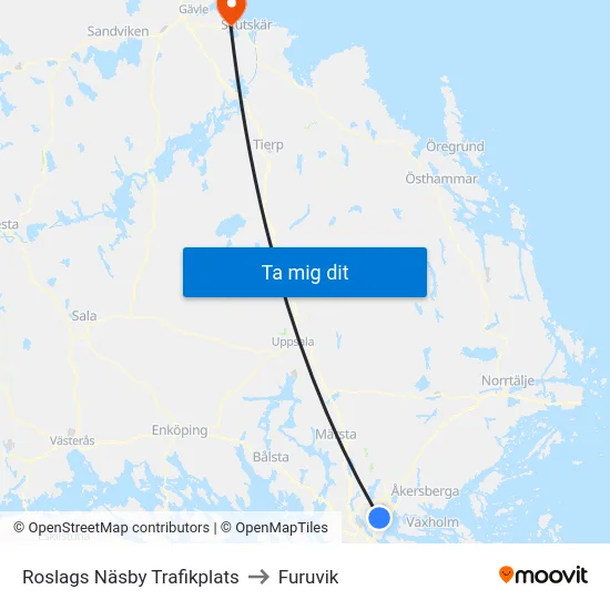 Roslags Näsby Trafikplats to Furuvik map