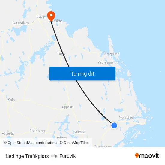 Ledinge Trafikplats to Furuvik map