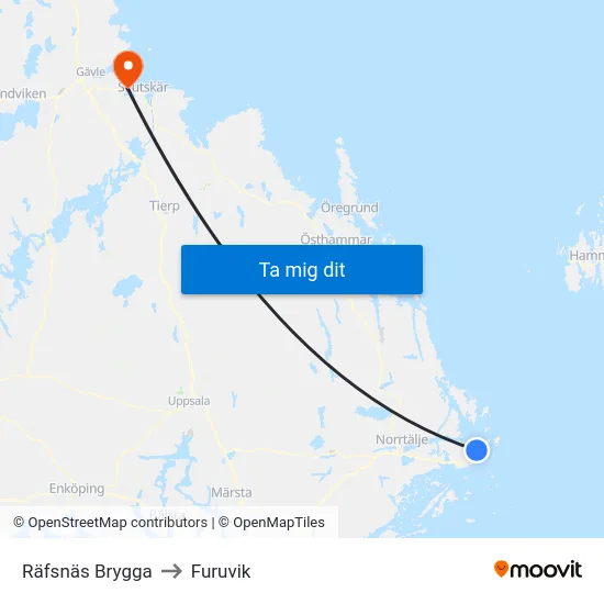 Räfsnäs Brygga to Furuvik map