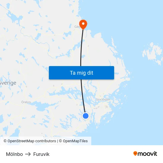Mölnbo to Furuvik map