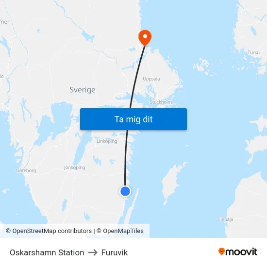 Oskarshamn Station to Furuvik map