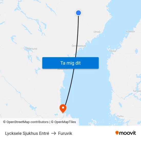 Lycksele Sjukhus Entré to Furuvik map