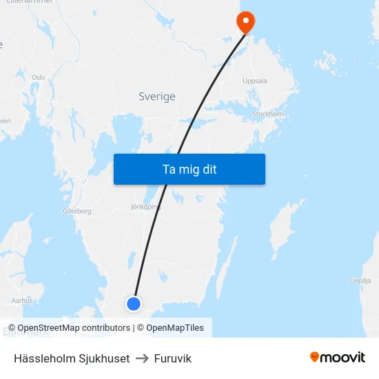 Hässleholm Sjukhuset to Furuvik map