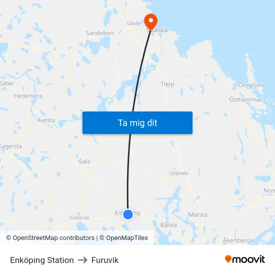 Enköping Station to Furuvik map