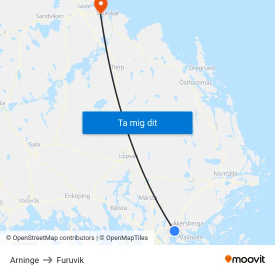 Arninge to Furuvik map