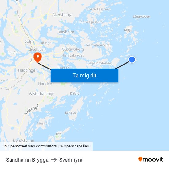 Sandhamn Brygga to Svedmyra map