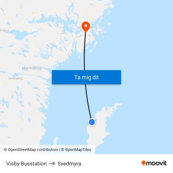 Visby Busstation to Svedmyra map