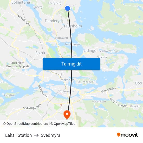 Lahäll Station to Svedmyra map