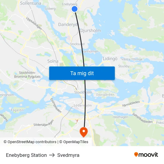 Enebyberg Station to Svedmyra map