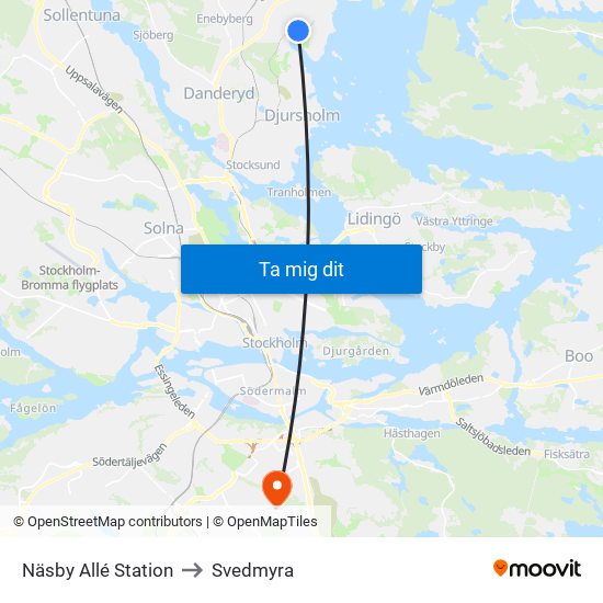 Näsby Allé Station to Svedmyra map