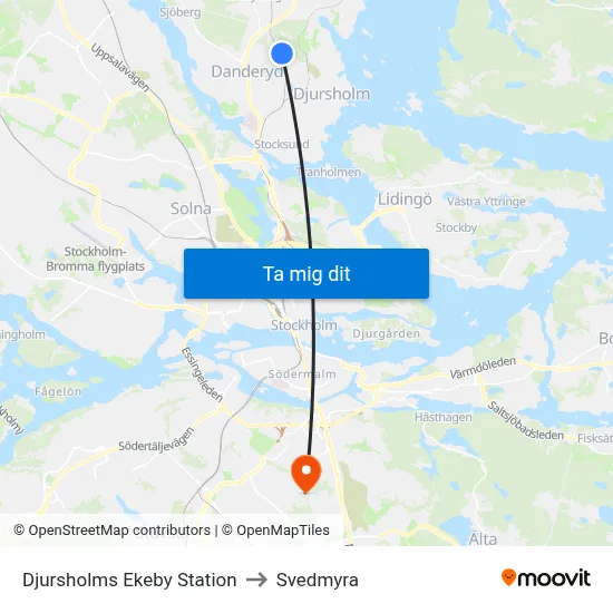 Djursholms Ekeby Station to Svedmyra map