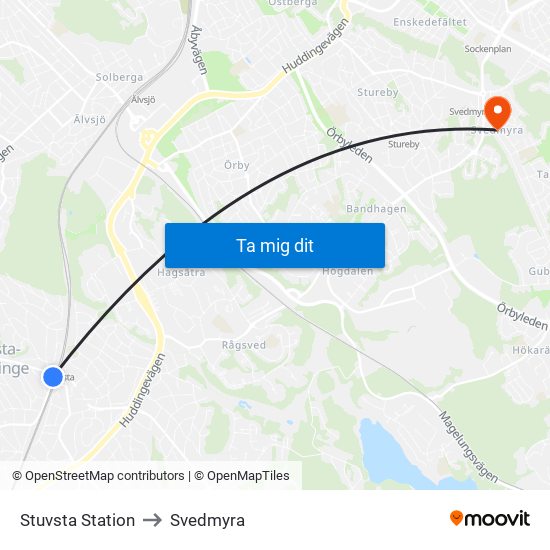 Stuvsta Station to Svedmyra map