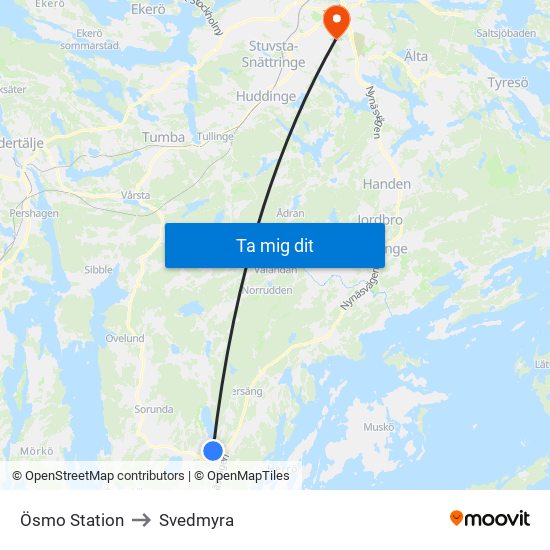 Ösmo Station to Svedmyra map