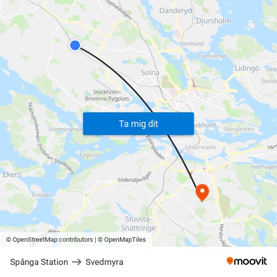 Spånga Station to Svedmyra map