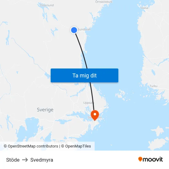 Stöde to Svedmyra map