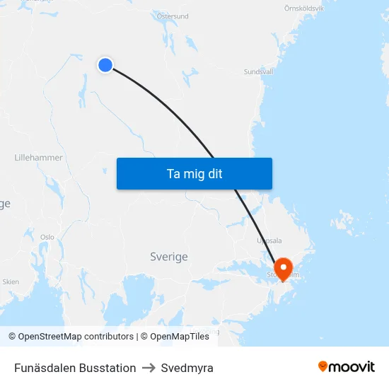 Funäsdalen Busstation to Svedmyra map