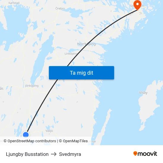 Ljungby Busstation to Svedmyra map