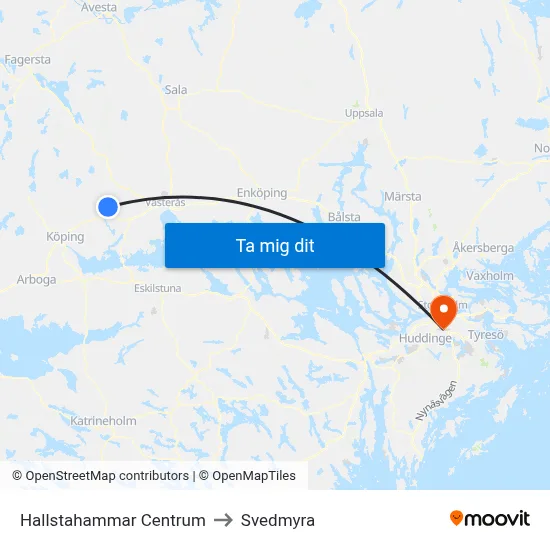 Hallstahammar Centrum to Svedmyra map