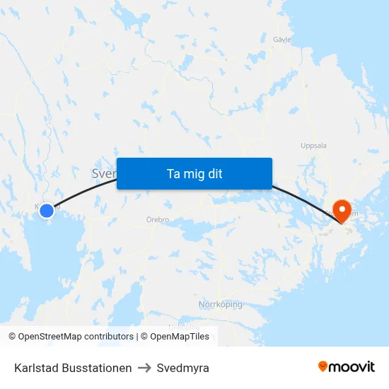 Karlstad Busstationen to Svedmyra map