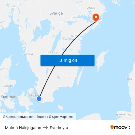 Malmö Hålsjögatan to Svedmyra map