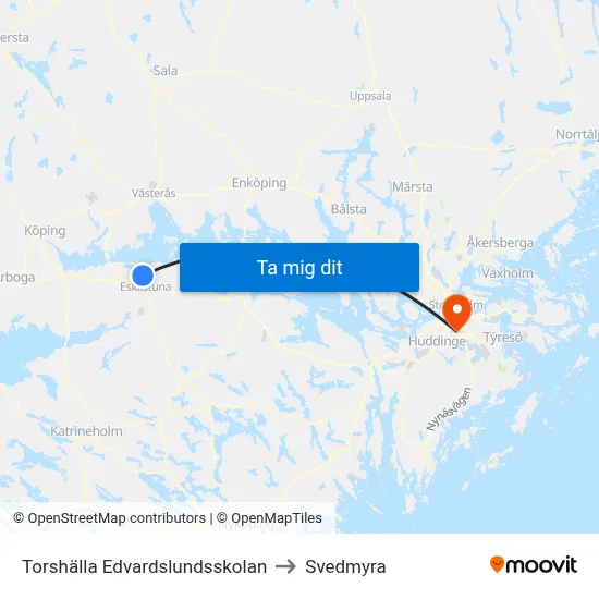Torshälla Edvardslundsskolan to Svedmyra map