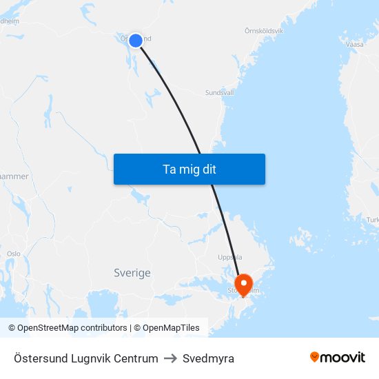 Östersund Lugnvik Centrum to Svedmyra map