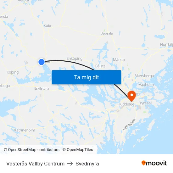 Västerås Vallby Centrum to Svedmyra map