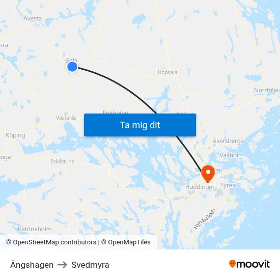 Ängshagen to Svedmyra map