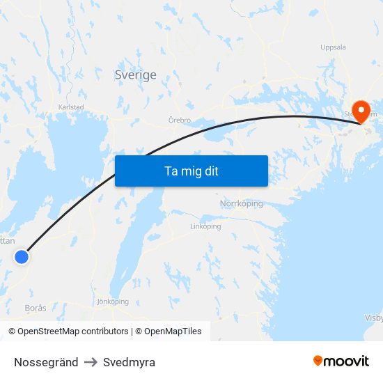 Nossegränd to Svedmyra map