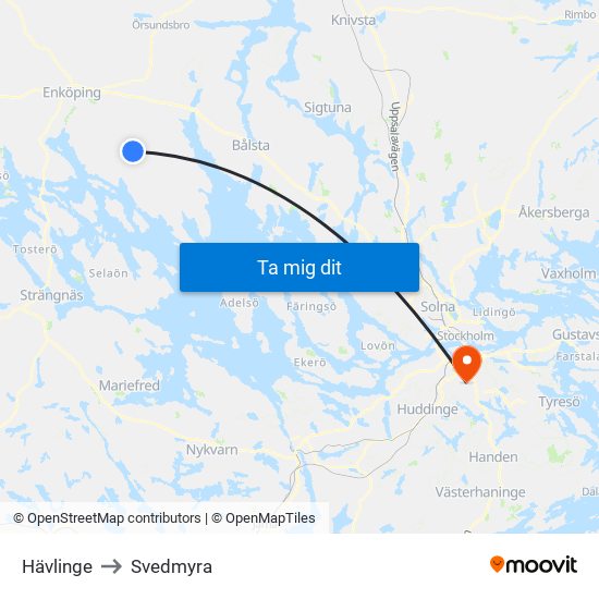 Hävlinge to Svedmyra map